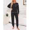 image:imageSWOMOG Womens Pajamas Set Long Sleeve Sleepwear with Long Pants Soft Modal Loungewear Pj SetStyle3black Bow