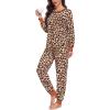 image:imageSWOMOG Womens Pajamas Set Long Sleeve Sleepwear with Long Pants Soft Modal Loungewear Pj SetStyle3black Leopard