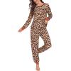 image:imageSWOMOG Womens Pajamas Set Long Sleeve Sleepwear with Long Pants Soft Modal Loungewear Pj SetStyle3black Leopard