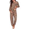 image:imageSWOMOG Womens Pajamas Set Long Sleeve Sleepwear with Long Pants Soft Modal Loungewear Pj SetStyle3black Leopard