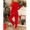 image:imageSWOMOG Womens Pajamas Set Long Sleeve Sleepwear with Long Pants Soft Modal Loungewear Pj SetStyle3red