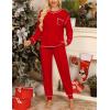 image:imageSWOMOG Womens Pajamas Set Long Sleeve Sleepwear with Long Pants Soft Modal Loungewear Pj SetStyle3red