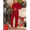 image:imageSWOMOG Womens Pajamas Set Long Sleeve Sleepwear with Long Pants Soft Modal Loungewear Pj SetStyle3red Leopard