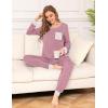 image:imageSWOMOG Womens Pajamas Set Long Sleeve Sleepwear with Long Pants Soft Modal Loungewear Pj SetTaro Purple