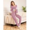 image:imageSWOMOG Womens Pajamas Set Long Sleeve Sleepwear with Long Pants Soft Modal Loungewear Pj SetTaro Purple