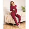 image:imageSWOMOG Womens Pajamas Set Long Sleeve Sleepwear with Long Pants Soft Modal Loungewear Pj SetWine Red
