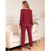 image:imageSWOMOG Womens Pajamas Set Long Sleeve Sleepwear with Long Pants Soft Modal Loungewear Pj SetWine Red