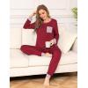 image:imageSWOMOG Womens Pajamas Set Long Sleeve Sleepwear with Long Pants Soft Modal Loungewear Pj SetWine Red