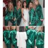 image:imageSWOMOG Womens Silk Satin Pajamas Sets 4pcs Loungewear Sexy Cami Shorts Set Button Down Long Sleeve Pjs SleepwearDark Green