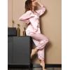 image:imageSWOMOG Womens Silk Satin Pajamas Sets 4pcs Loungewear Sexy Cami Shorts Set Button Down Long Sleeve Pjs SleepwearLong Sleevepink