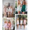 image:imageSWOMOG Womens Silk Satin Pajamas Sets 4pcs Loungewear Sexy Cami Shorts Set Button Down Long Sleeve Pjs SleepwearShort Sleevepink