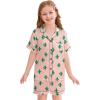 image:imageSWOMOG Kids Silky Satin Pajamas Set Girls Boys ButtonDown Sleepwear Short Sleeve 2 Piece PJs Sets Lounge SetsCactus Pink