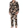 image:imageSWOMOG Men Pajamas Matching Pajamas Set Silk Satin Pj Long Sleeve Button Down Sleepwear 2 Pcs LoungewearBlack Dragon