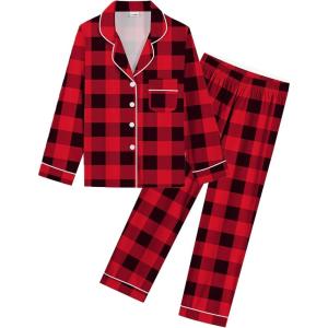 image:imageSWOMOG Kid Girls Boys Silk Satin Pajamas Set ButtonDown PJs Sets TwoPiece Lounge Sets Long Sleeve Sleepwear