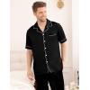 image:imageSWOMOG Mens Satin Pajama Set Short Sleeve Classic Sleepwear Button Down Silky Loungewear with Long PantsBlack
