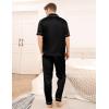 image:imageSWOMOG Mens Satin Pajama Set Short Sleeve Classic Sleepwear Button Down Silky Loungewear with Long PantsBlack