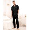 image:imageSWOMOG Mens Satin Pajama Set Short Sleeve Classic Sleepwear Button Down Silky Loungewear with Long PantsBlack