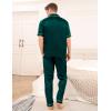 image:imageSWOMOG Mens Satin Pajama Set Short Sleeve Classic Sleepwear Button Down Silky Loungewear with Long PantsDark Forest Green