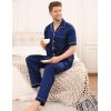 image:imageSWOMOG Mens Satin Pajama Set Short Sleeve Classic Sleepwear Button Down Silky Loungewear with Long PantsNavy Blue