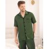 image:imageSWOMOG Mens Satin Pajama Set Short Sleeve Classic Sleepwear Button Down Silky Loungewear with Long PantsOlive Green