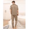 image:imageSWOMOG Mens Satin Pajama Set Short Sleeve Classic Sleepwear Button Down Silky Loungewear with Long PantsOpaue Couche
