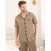 image:imageSWOMOG Mens Satin Pajama Set Short Sleeve Classic Sleepwear Button Down Silky Loungewear with Long PantsOpaue Couche