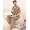 image:imageSWOMOG Mens Satin Pajama Set Short Sleeve Classic Sleepwear Button Down Silky Loungewear with Long PantsOpaue Couche