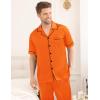 image:imageSWOMOG Mens Satin Pajama Set Short Sleeve Classic Sleepwear Button Down Silky Loungewear with Long PantsOrange
