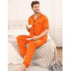 image:imageSWOMOG Mens Satin Pajama Set Short Sleeve Classic Sleepwear Button Down Silky Loungewear with Long PantsOrange