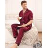 image:imageSWOMOG Mens Satin Pajama Set Short Sleeve Classic Sleepwear Button Down Silky Loungewear with Long PantsWine Red