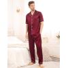 image:imageSWOMOG Mens Satin Pajama Set Short Sleeve Classic Sleepwear Button Down Silky Loungewear with Long PantsWine Red