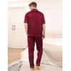 image:imageSWOMOG Mens Satin Pajama Set Short Sleeve Classic Sleepwear Button Down Silky Loungewear with Long PantsWine Red