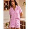 image:imageSWOMOG 100 Cotton Pajama Set For Women 2PCS Plaid Pjs Set Short Sleeve Shirts with Pockets Button Down Cute LoungewearPink Gingham