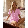 image:imageSWOMOG 100 Cotton Pajama Set For Women 2PCS Plaid Pjs Set Short Sleeve Shirts with Pockets Button Down Cute LoungewearPink Gingham