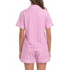 image:imageSWOMOG 100 Cotton Pajama Set For Women 2PCS Plaid Pjs Set Short Sleeve Shirts with Pockets Button Down Cute LoungewearPink Gingham