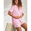 image:imageSWOMOG 100 Cotton Pajama Set For Women 2PCS Plaid Pjs Set Short Sleeve Shirts with Pockets Button Down Cute LoungewearPink Stripe