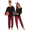 image:imageSWOMOG Christmas Pajamas Set for Couples Long Sleeve Sleepwear Women amp Men Matching Pjs Set Loungewear SetBlack
