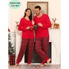 image:imageSWOMOG Christmas Pajamas Set for Couples Long Sleeve Sleepwear Women amp Men Matching Pjs Set Loungewear SetChristmas Red Grid  Solid Top