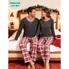 image:imageSWOMOG Christmas Pajamas Set for Couples Long Sleeve Sleepwear Women amp Men Matching Pjs Set Loungewear SetDeep Grey  Grey Plaid