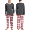 image:imageSWOMOG Christmas Pajamas Set for Couples Long Sleeve Sleepwear Women amp Men Matching Pjs Set Loungewear SetDeep Grey  Grey Plaid
