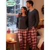 image:imageSWOMOG Christmas Pajamas Set for Couples Long Sleeve Sleepwear Women amp Men Matching Pjs Set Loungewear SetDeep Grey  Grey Plaid