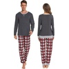 image:imageSWOMOG Christmas Pajamas Set for Couples Long Sleeve Sleepwear Women amp Men Matching Pjs Set Loungewear SetDeep Grey