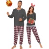 image:imageSWOMOG Christmas Pajamas Set for Couples Long Sleeve Sleepwear Women amp Men Matching Pjs Set Loungewear SetDeep Grey