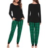 image:imageSWOMOG Christmas Pajamas Set for Couples Long Sleeve Sleepwear Women amp Men Matching Pjs Set Loungewear SetGreen  Solid Top