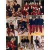 image:imageSWOMOG Christmas Pajamas Set for Couples Long Sleeve Sleepwear Women amp Men Matching Pjs Set Loungewear SetGreen  Solid Top
