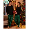 image:imageSWOMOG Christmas Pajamas Set for Couples Long Sleeve Sleepwear Women amp Men Matching Pjs Set Loungewear SetGreen  Solid Top