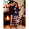 image:imageSWOMOG Christmas Pajamas Set for Couples Long Sleeve Sleepwear Women amp Men Matching Pjs Set Loungewear SetNavy Blue  Solid Top