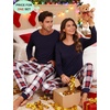 image:imageSWOMOG Christmas Pajamas Set for Couples Long Sleeve Sleepwear Women amp Men Matching Pjs Set Loungewear SetNavy Blue  Solid Top