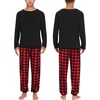 image:imageSWOMOG Christmas Pajamas Set for Couples Long Sleeve Sleepwear Women amp Men Matching Pjs Set Loungewear SetNavy Blue  Solid Top