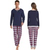image:imageSWOMOG Christmas Pajamas Set for Couples Long Sleeve Sleepwear Women amp Men Matching Pjs Set Loungewear SetNavy Blue